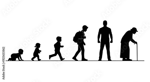 Human Evolution Stages Silhouette Illustration.