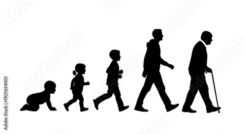Human Evolution Stages Silhouette Illustration.
