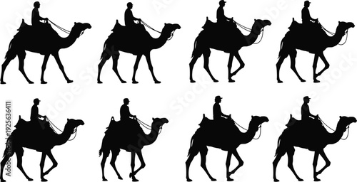 Camel, rider, desert, caravan, silhouette, travel, nomad, journey, transportation, animal, sand, dune, adventure, culture, traditional, tourism, middle, east, exploration, vintage