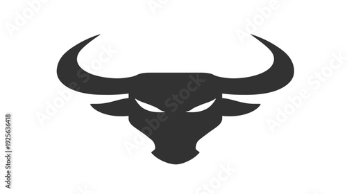 Minimalist Black Bull Head Silhouette Icon with Majestic Horns – Symbol of Strength, Power, and Determination