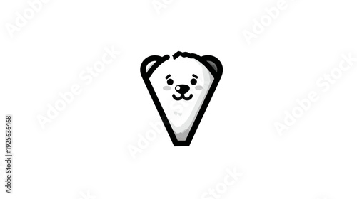 Cute Cartoon White Bear Head Illustration. Adorable Polar Cub Face. Minimalist, Playful Animal Character Design Isolated.