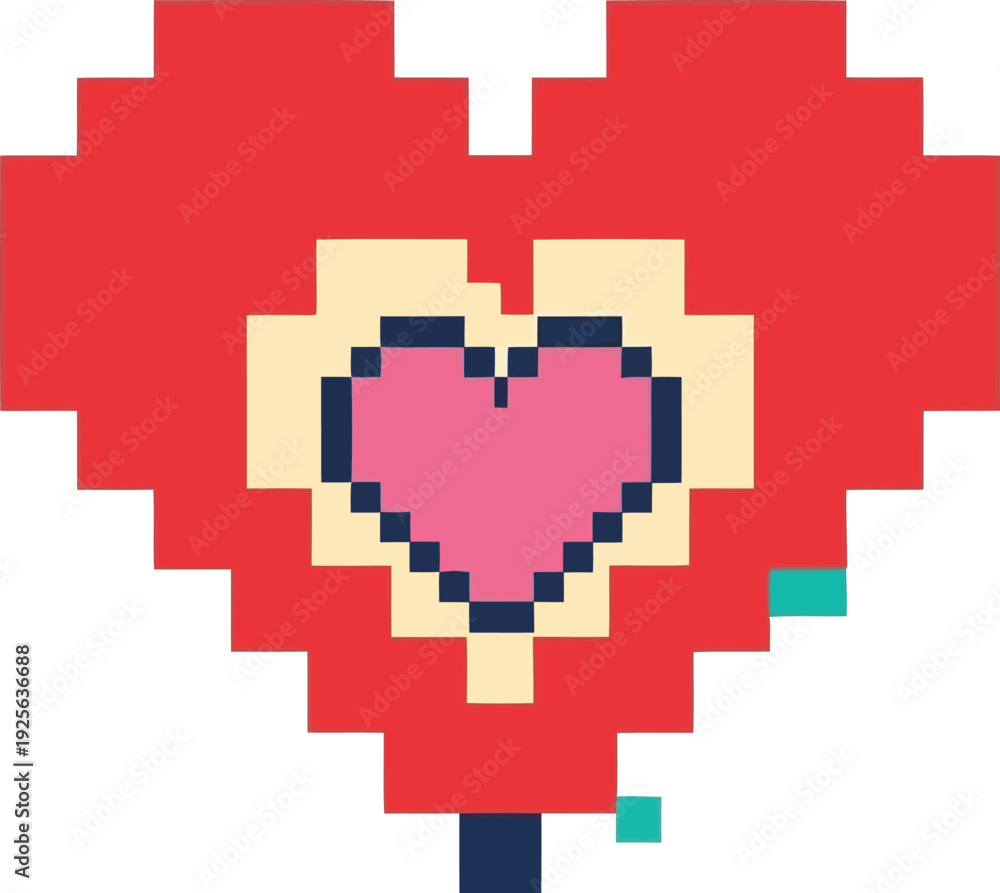 Obraz premium Pixel art red heart icon with retro 8-bit style for digital love and Valentine's Day designs