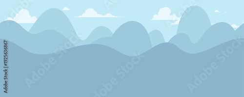 シンプルな山並みの風景イラスト_横スクロールゲームの背景_シームレス