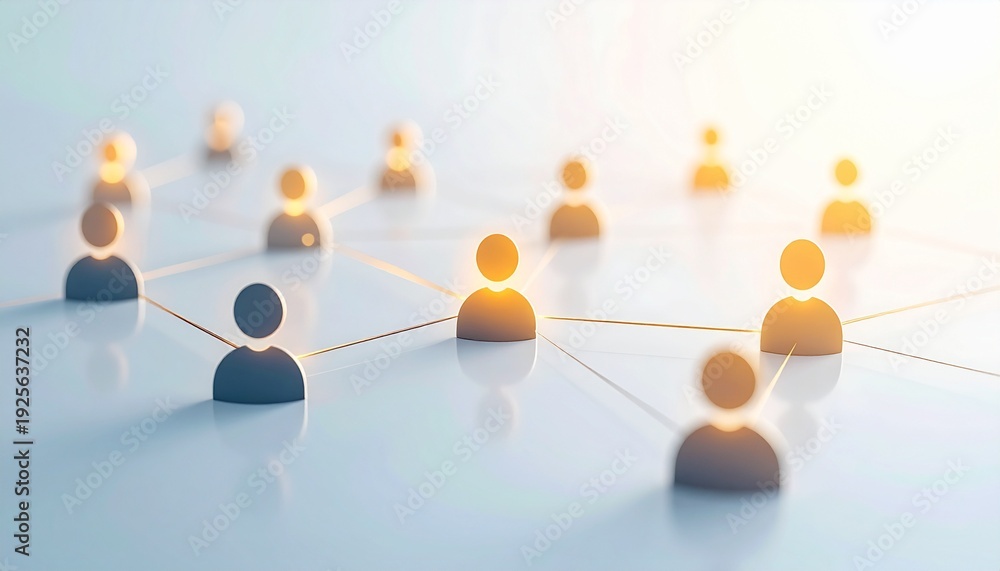 Fototapeta premium Network of connected human icons representing communication and relationships