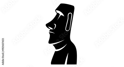 Moai Statue Silhouette Profile View Headphones.
