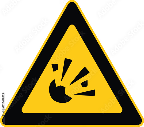 Explosion Hazard Warning Sign – Yellow Triangle Explosive Danger Symbol