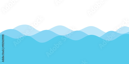 Abstract Blue Ocean Waves Vector Background with Layered Curvy Shapes