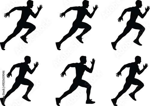 Sequence of silhouettes depicting a person running in various stages of motion