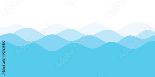 Abstract Blue Ocean Waves Vector Background with Layered Curvy Shapes