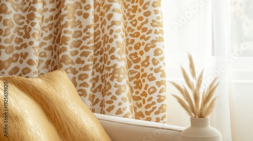 leopard print fur pattern, with soft golden-yellow and tan tones