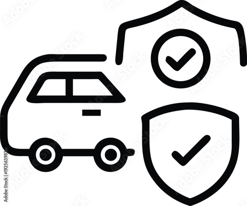  car insurance and assurance editable line icon