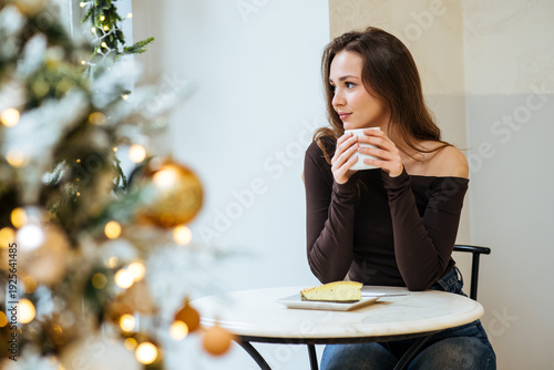 Woman enjoying a warm drink...