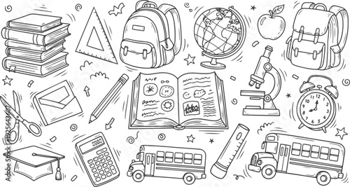 Set of artist supplies. Art and craft accessories such as brushes, knife, color, easel, palette. Vector illustration isolated on white background. Doodle hand drawn painting objects collection vector