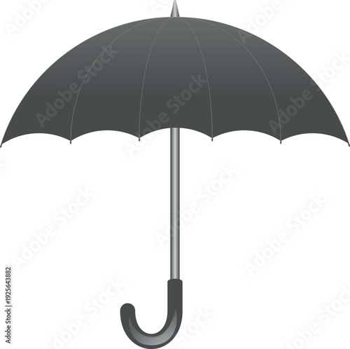 Black and White Simple flat umbrella icon, Nice umbrella isolated on white background.