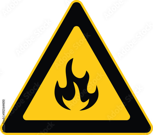 Flammable Warning Sign – Yellow Triangle Fire Hazard Symbol