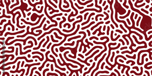 abstract red and white turing pattern background, organic reaction diffusion maze texture design