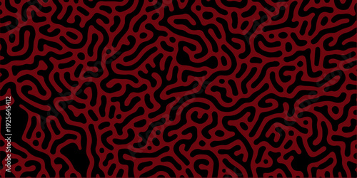 abstract organic turing pattern with dark red and black maze texture, reaction diffusion liquid biological background
