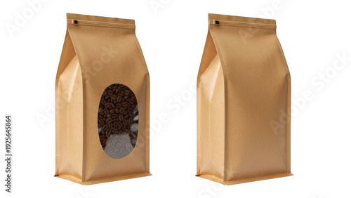 Two brown paper bags with a black cat peeking out from one of them