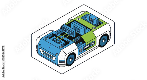 Electric Car Battery System Diagram Illustration.