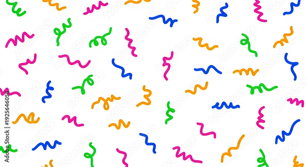 Obraz premium Colorful Squiggly Lines Pattern on White Background, Vibrant Abstract Design