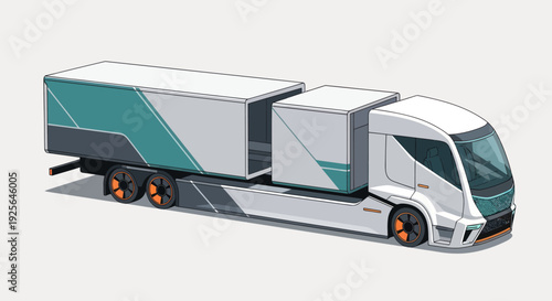 Futuristic Electric Semi Truck with Teal Accents.