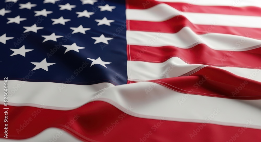 Obraz premium American flag waving with stars and stripes on colorful fabric texture