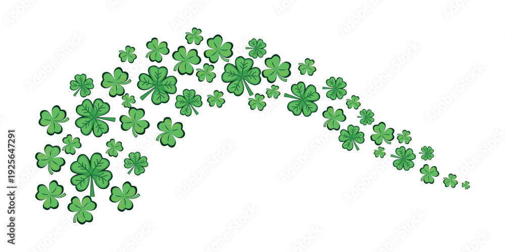 Fototapeta premium Green clover leaf background for banners and websites, graphic resource for postcards and posters. Vector illustration.