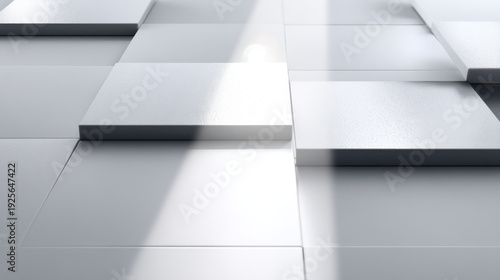 Wallpaper Mural Minimal white geometric square tile pattern, clean modern abstract background with subtle light and shadow for elegant design Torontodigital.ca