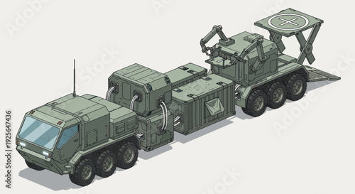 Military Vehicle Radar System Equipment Truck.
