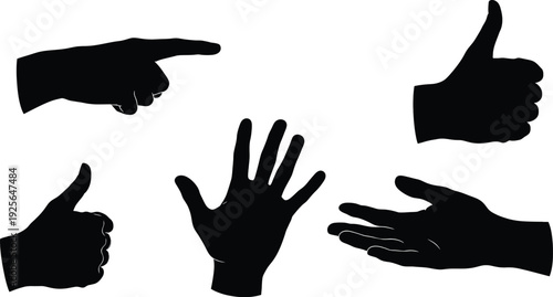 Black Hand Gestures on White Background