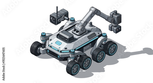 Futuristic Rover Robot with Robotic Arms.