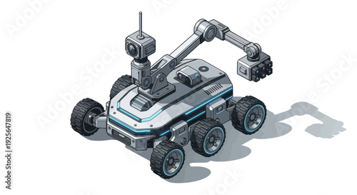 Robot Rover with Mechanical Arm Illustration.