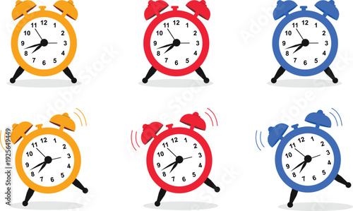 Alarm clock set ringing bell tone different varient