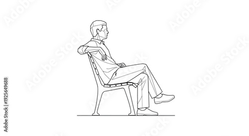 Man Sitting Alone on Bench Vector 
