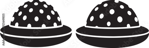 Abstract geometric alien spaceship UFO icons with a distinctive dotted pattern, rendered in a clean silhouette vector design on a transparent background