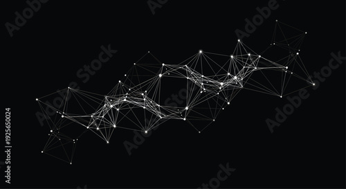 Network Connections on Black Background with White Lines