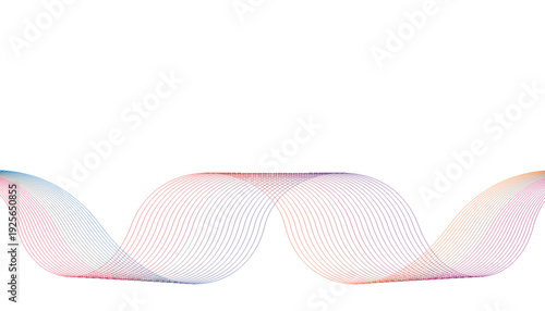 Abstract colorful flowing ribbons with gentle curves against a white background