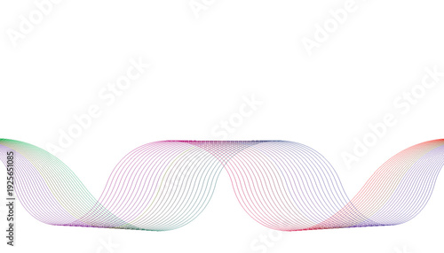 Colorful abstract lines flowing across a white background creating a dynamic wave