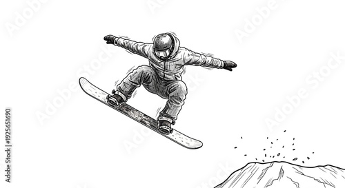 Snowboarder performs aerial stunt on mountain slope