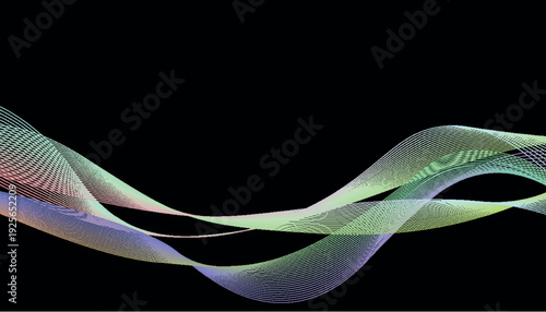 Abstract colorful wave lines on a black background digital art design