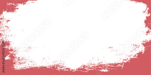 red grunge frame with white distressed brush stroke center for text copy space and vintage textured border design