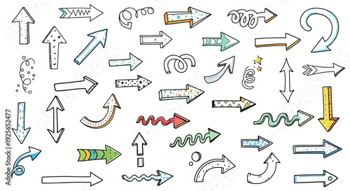 Arrows point in various directions on screen