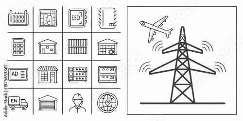 Collection of Industry and Business Related Icons and Graphics