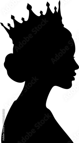 Regal woman wearing crown silhouette profile