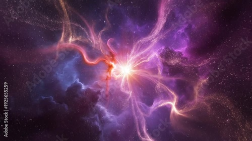 Vibrant colorful nebula in deep space with glowing cosmic dust