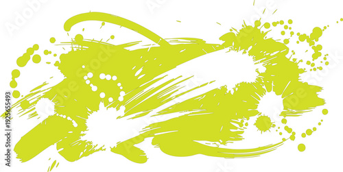 Abstract green splatter painting with dynamic brush strokes and vibrant highlights