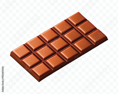 realistic 3d smooth piece of milk chocolate bar in different style isolated on transparent background
