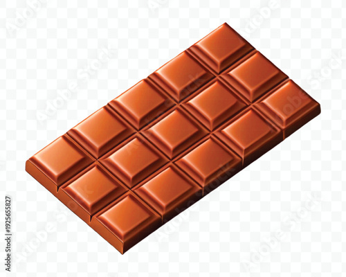 realistic 3d smooth piece of milk chocolate bar in different style isolated on transparent background