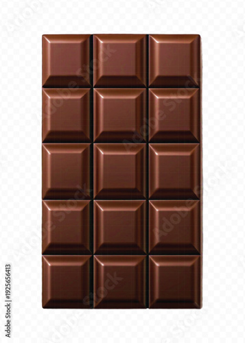 realistic 3d smooth piece of milk chocolate bar in different style isolated on transparent background