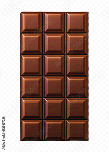 realistic 3d smooth piece of milk chocolate bar in different style isolated on transparent background